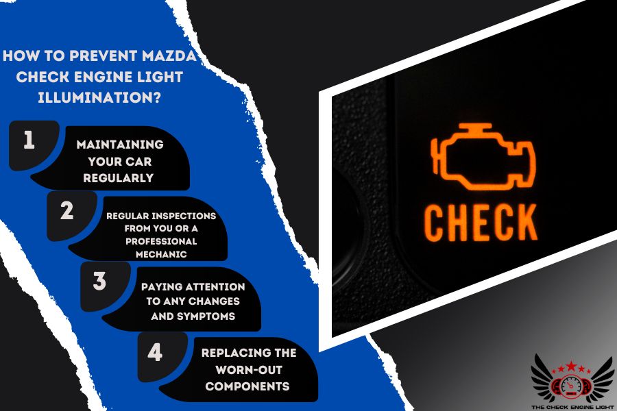 infographic for How to prevent Mazda check engine light illumination?