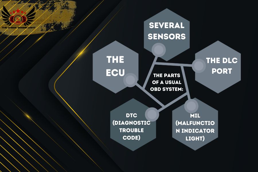 The parts of usual OBD system infographic