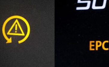 a pic about car traction control light and check engine light