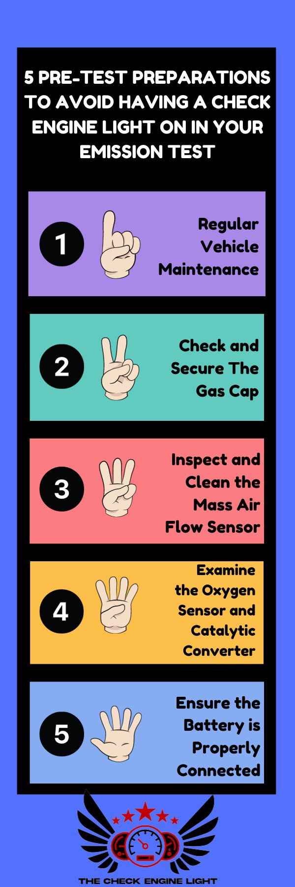 infographic for 5 Pre-Test Preparations to Avoid Having a Check Engine Light On in Your Emission Test
