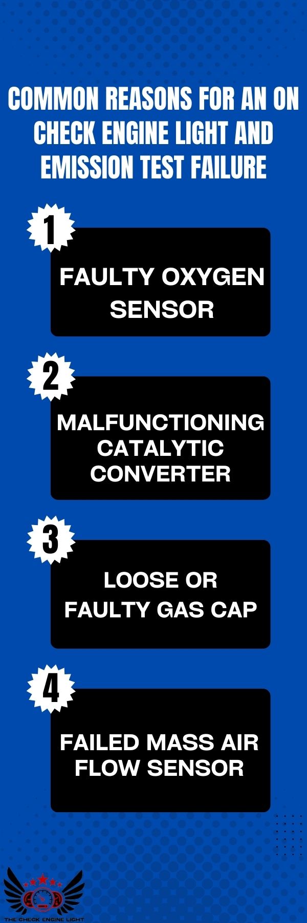 infographic about Common Reasons for-An On Check Engine Light and Emission Test Failure