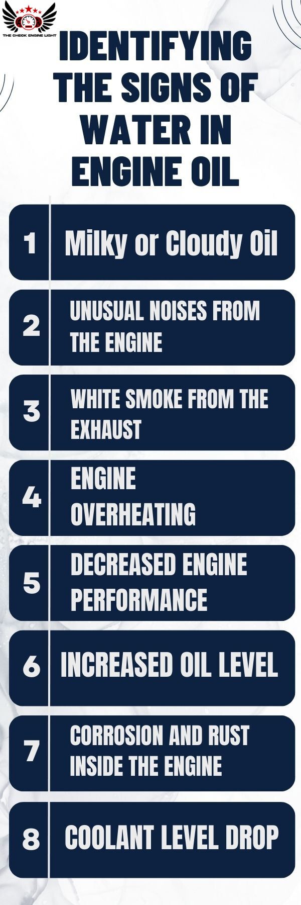 infographic about Identifying the Signs of Water in Engine Oil