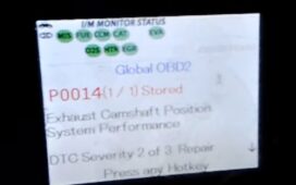 An image of a scanner showing P0014 Code in Chevy Equinox