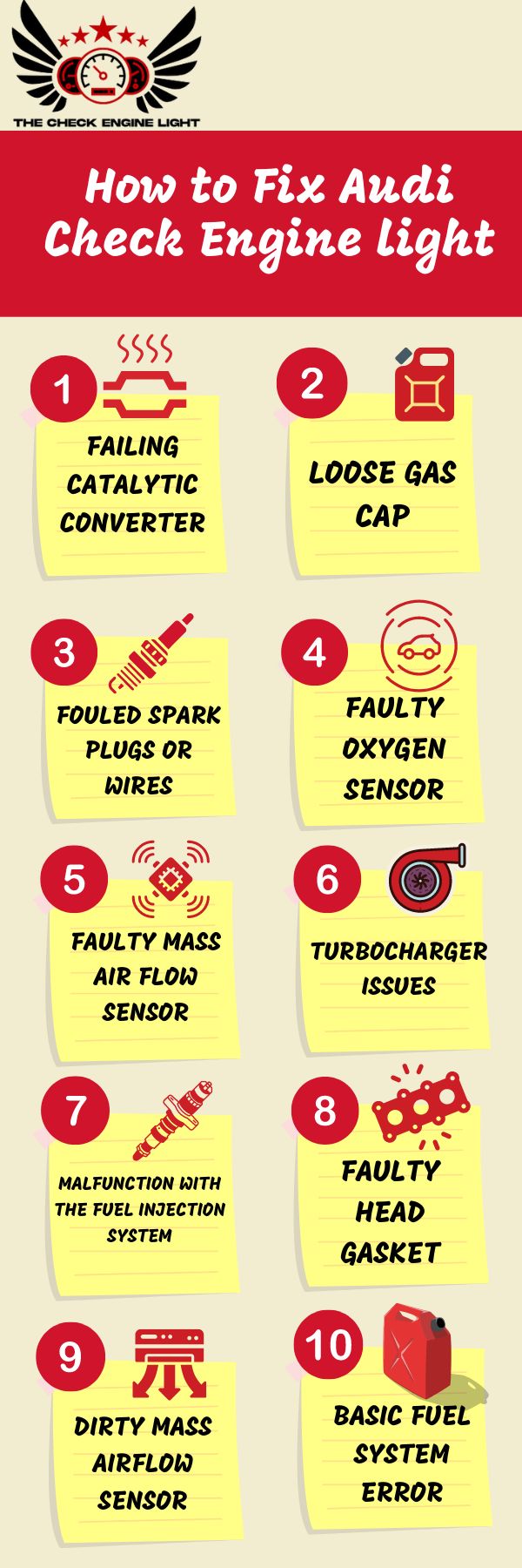 an infographic about How to Fix Audi Check Engine light