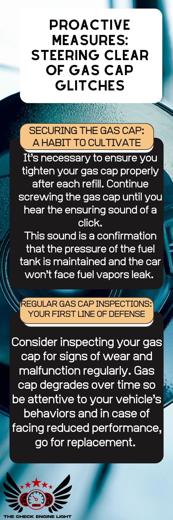 an infographic for Proactive Measures: Steering Clear of Gas Cap Glitches